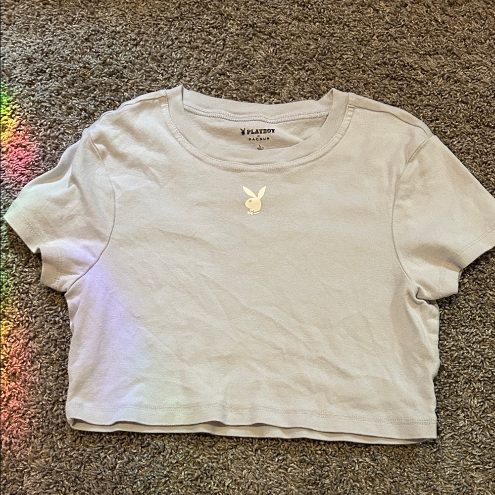 PLAYBOY pacsun Light blue Crop Tee